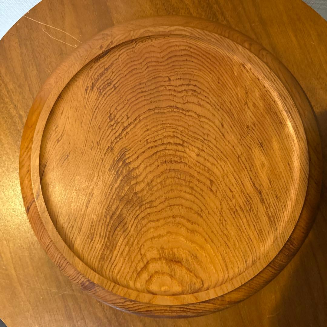 【新品未使用・箱入】肥松 無垢 丸盆 30cm 天然木 木目美品