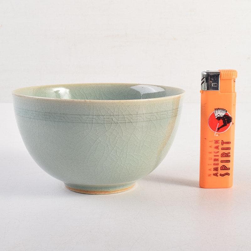 茶道具　韓国　石山窯　梁金錫作　高麗青磁　数茶碗　十客　共箱　M　R8794H