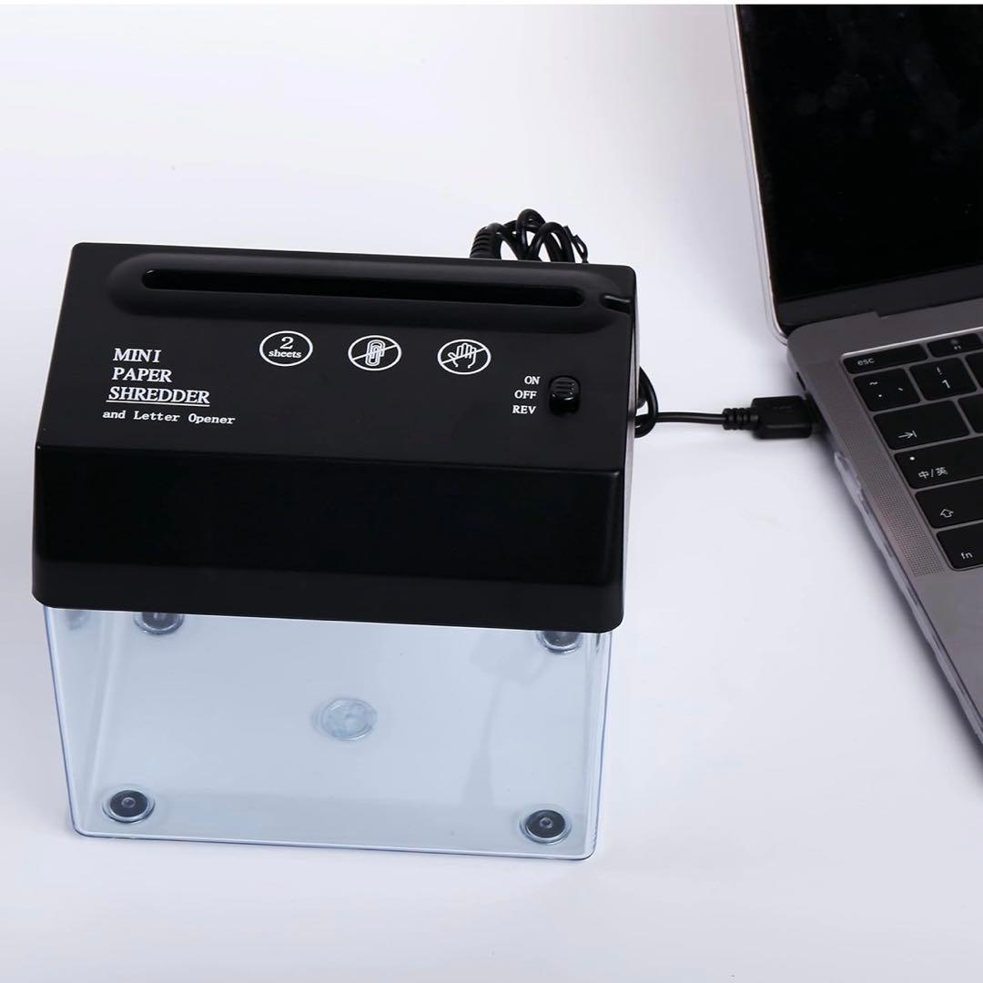 ポータブルミニペーパーシュレッダー USBケーブル 単3電池4本で動作 デスク