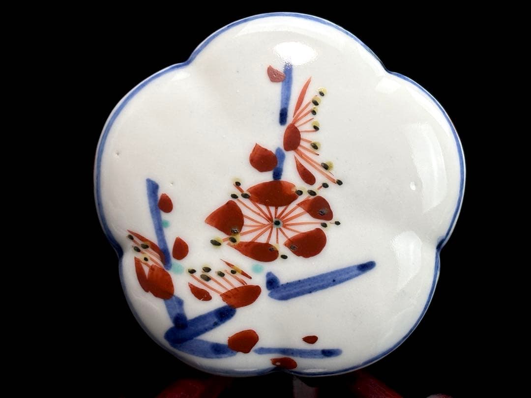 銀座 ・陶堂雅 清水焼【鈴木 清】作 花形梅紋 肉池 共箱 R831108