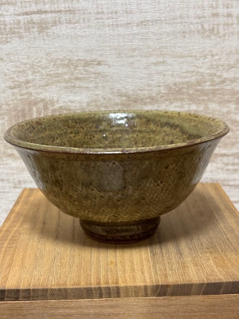 ①人間国宝 島岡達三 地釉象嵌縄文盌 茶碗 師:浜田庄司 象嵌 三島手 美術