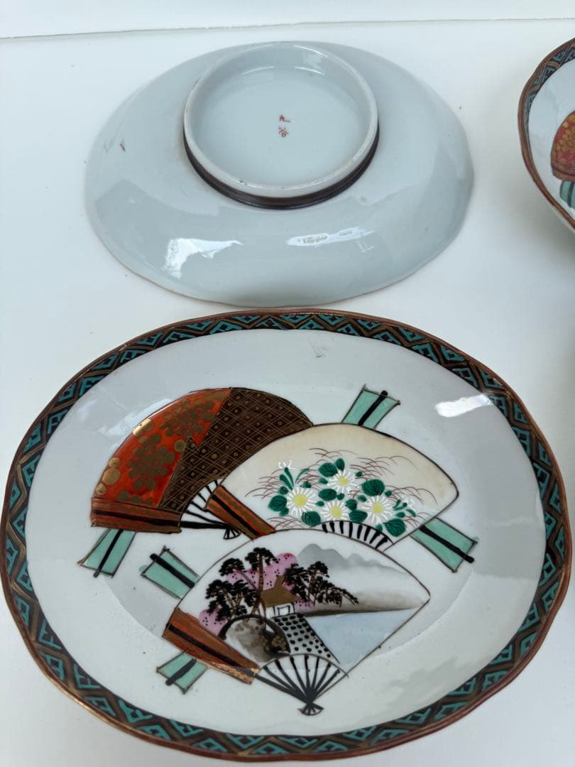 ✨美品✨ 華やか扇面絵柄 銘々皿 6枚セット 和食器 小皿 取皿 来客 九谷焼