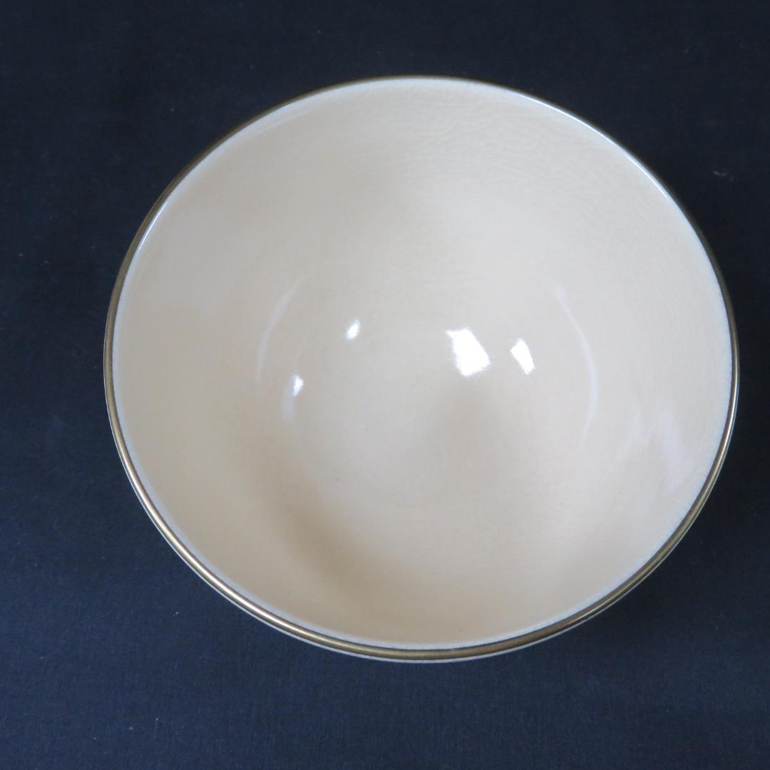 茶碗 京焼 在銘 宝泉造 横流 色絵 カラフル 水面 抹茶碗 茶器 茶道具