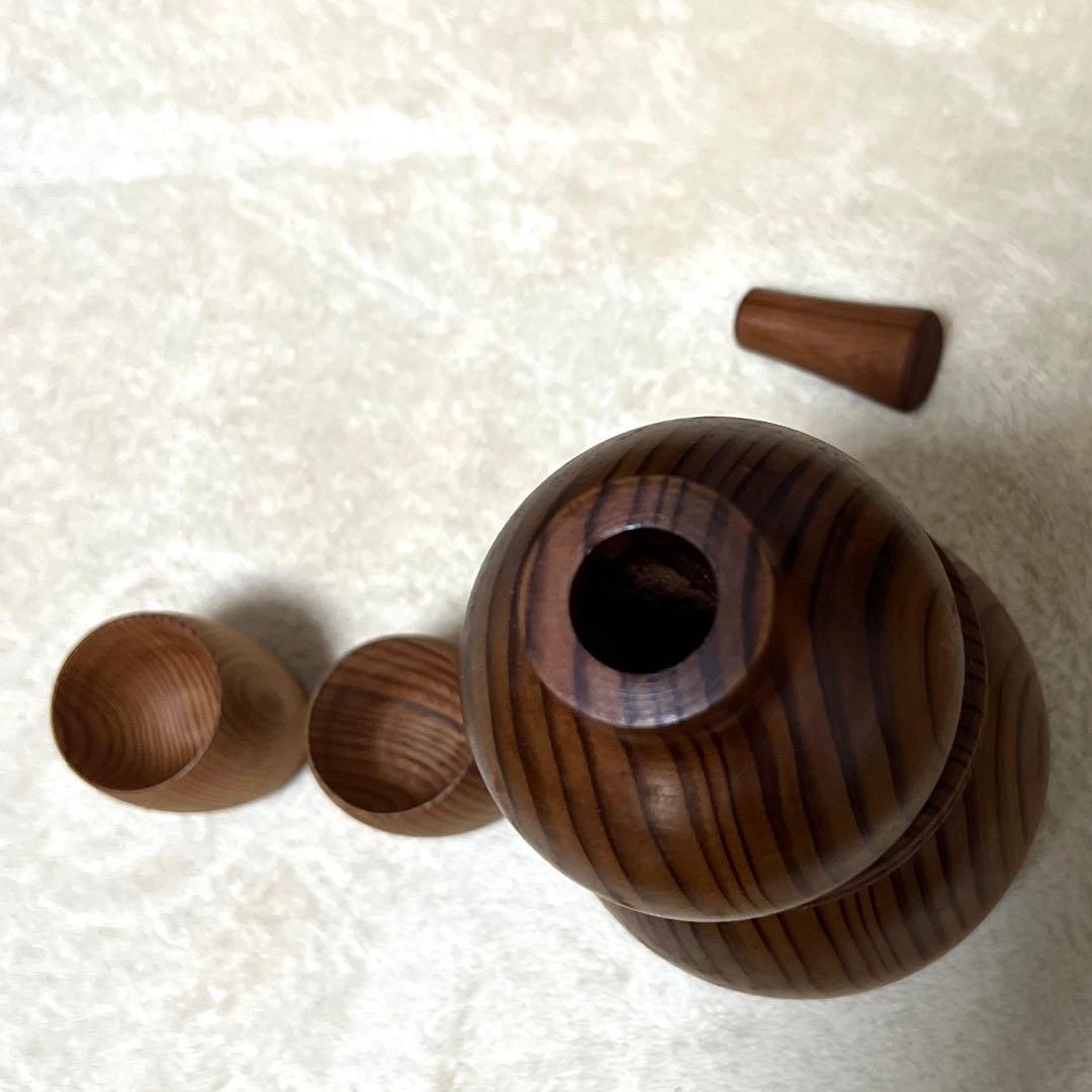 【希少】屋久杉 ひょうたん型 木製酒器セット（ぐい呑み付き）