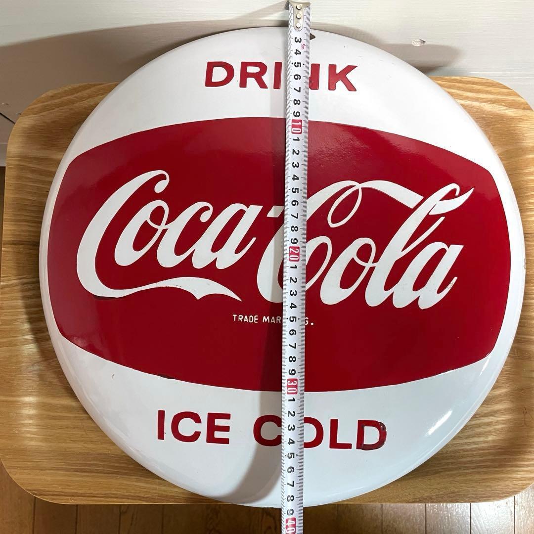 【希少】コカコーラ 40cm 白ボタン ホーロー看板 ビッグサイズ ヴィンテージ