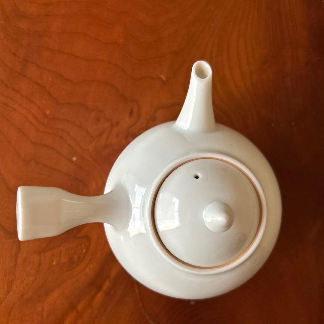 [未使用品] 白磁急須　ボーフラ　湯沸　横手　煎茶道具　茶道具　送料込み