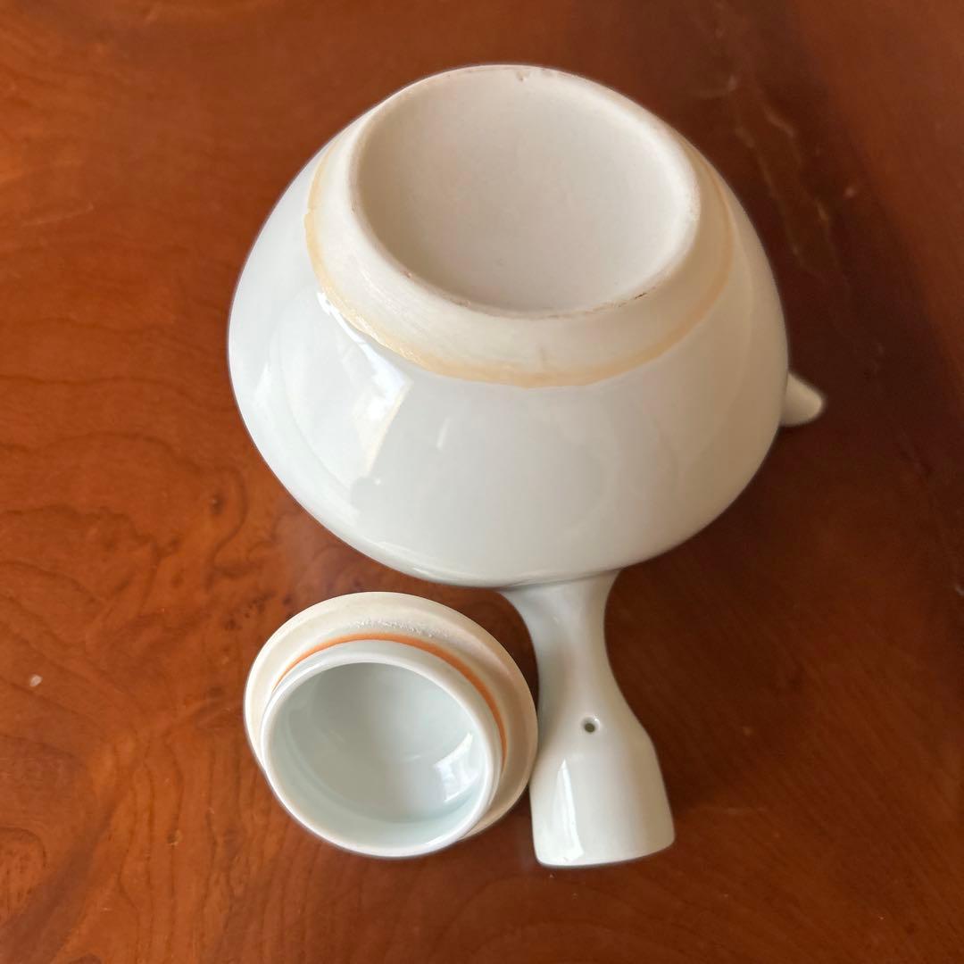 [未使用品] 白磁急須　ボーフラ　湯沸　横手　煎茶道具　茶道具　送料込み