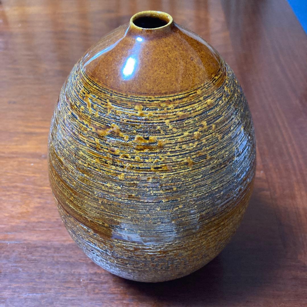 卵型陶器 手描きの鳥の絵付き　大樋窯　箱付き