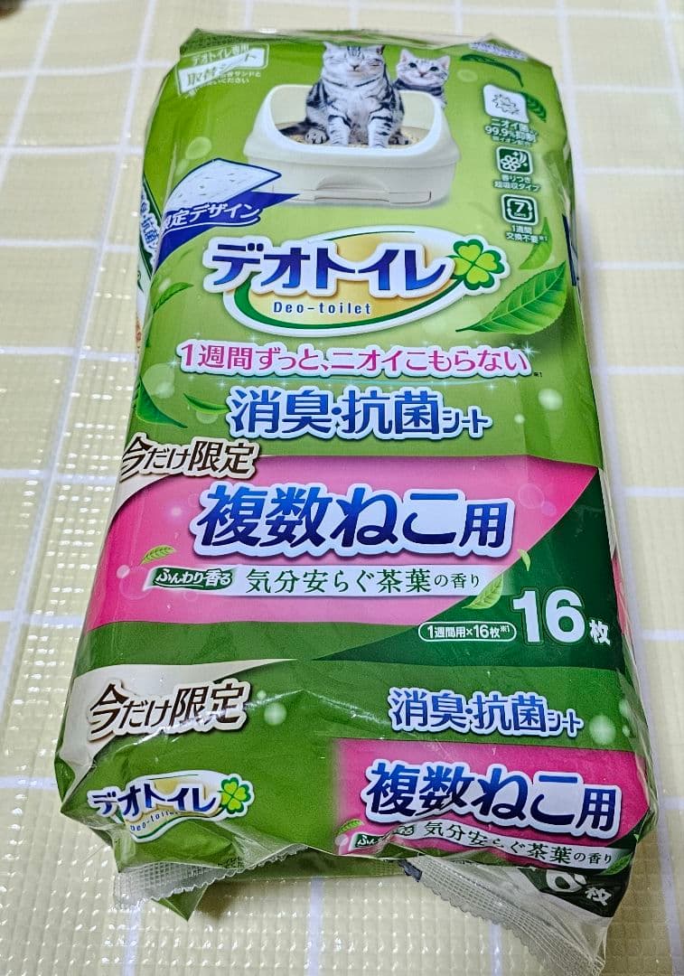 デオトイレ　消臭・抗菌シート　複数猫用　気分安らぐ茶葉の香り