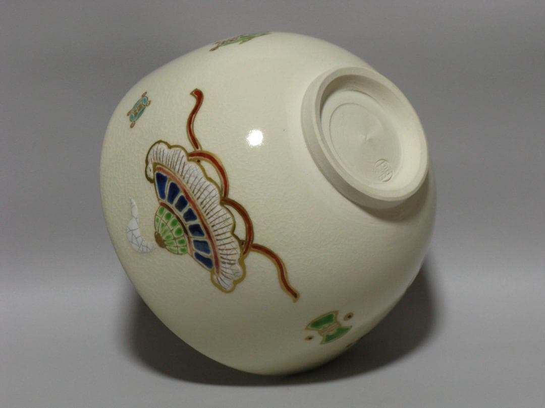 岡田暁山『色絵 吉祥紋 茶碗 銘“蓬莱”』共箱 共布 検 人間国宝 永楽善五郎