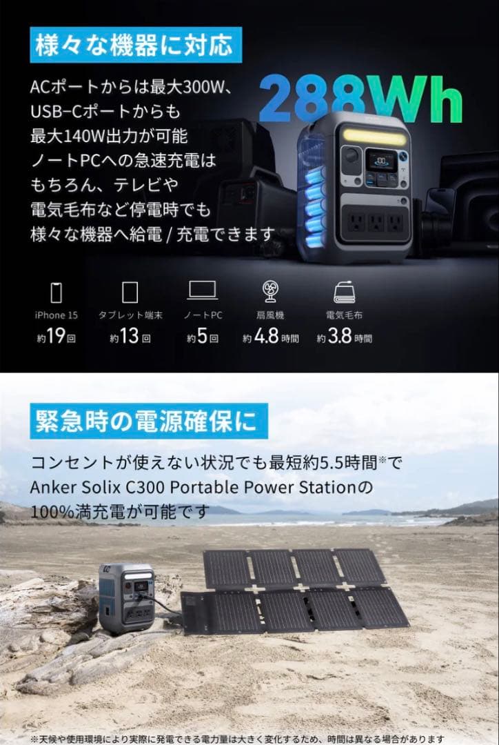 【限定値下げ】アンカーのポータブル電源とソーラーパネルのセット