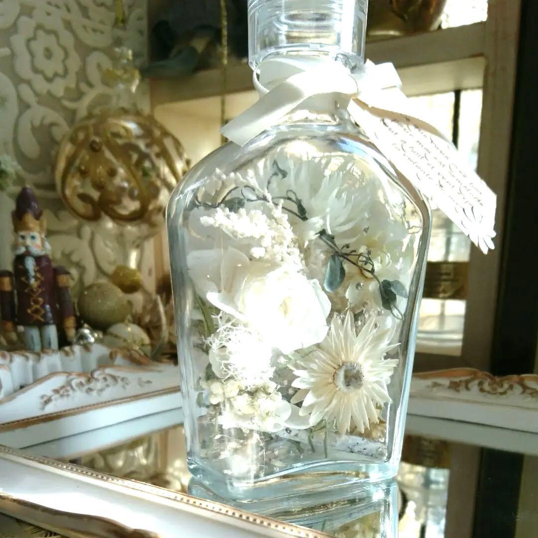 ◆ハーバリウム ＃147 真っ白いお花のbottle.:*:・
