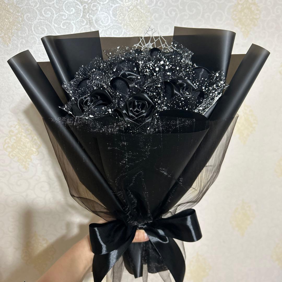 11本黒バラブーケ 薔薇　手作り　枯れない　プレゼント お祝い 特別な人へ