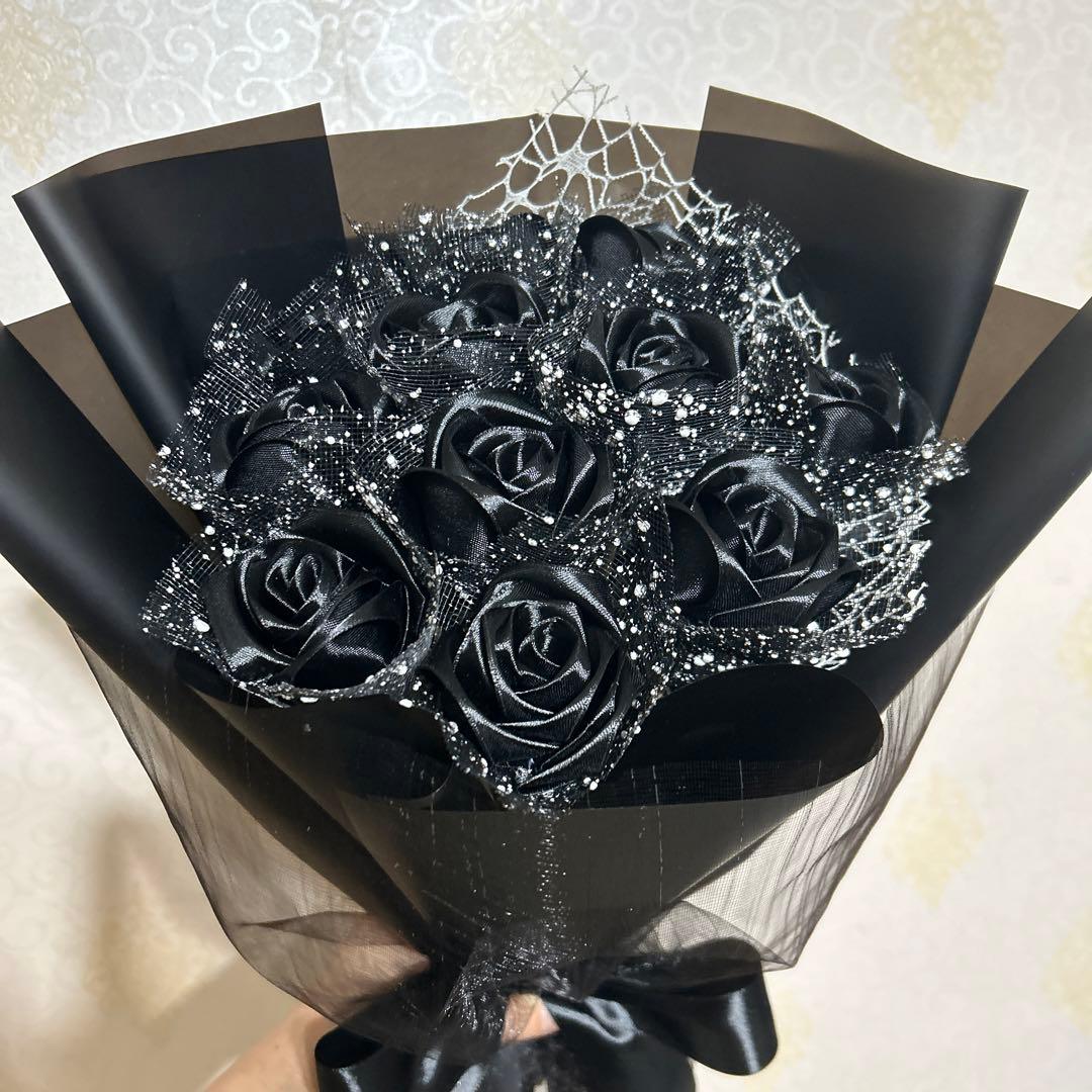 11本黒バラブーケ 薔薇　手作り　枯れない　プレゼント お祝い 特別な人へ