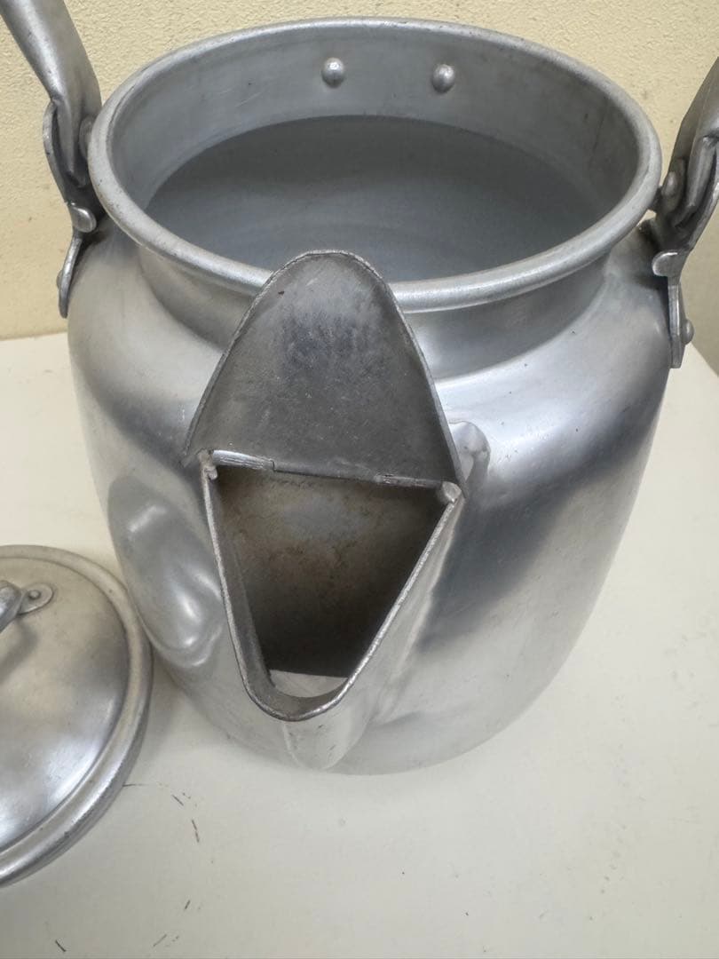【昭和初期】ヒヨコ印 アルミ製 脱脂粉乳容器 給食用 目盛付き レトロ