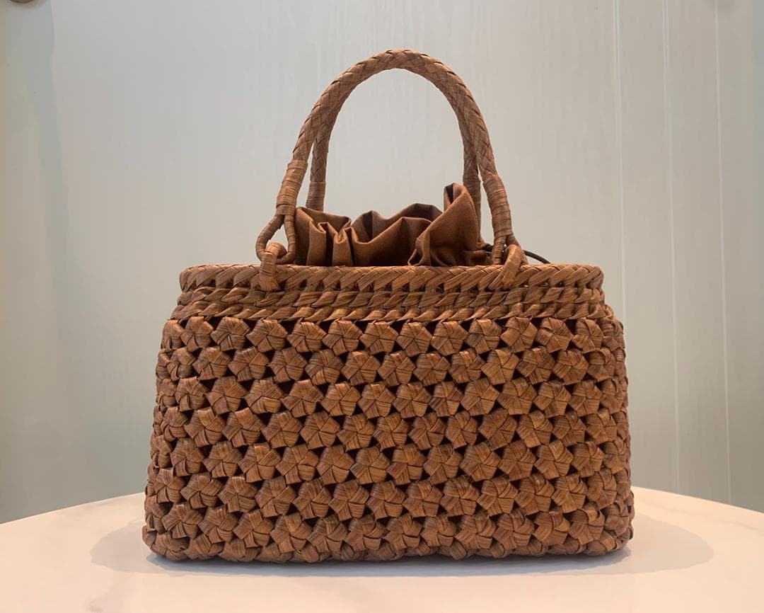 山葡萄 かごバッグ 山葡萄籠 手作り 六角花 花編み 巾着 新品未使用