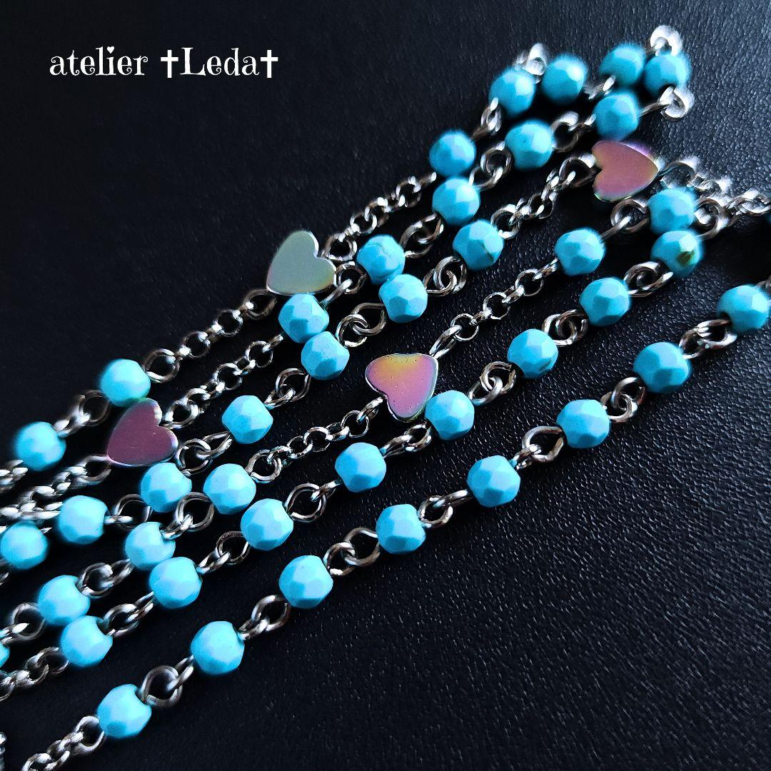 ☆ブルーターコイズ＆ハートヘマタイト ロザリオ☆~Blue Turquoise~