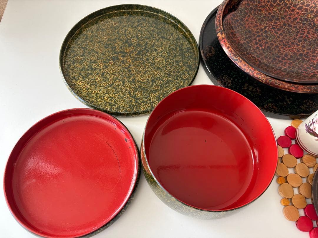 昭和レトロ　漆器　お盆　小さい湯呑み　まとめ売り