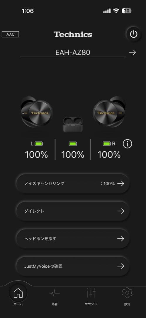 【ジャンク】 Technics テクニクス EAH-AZ80 ブラック