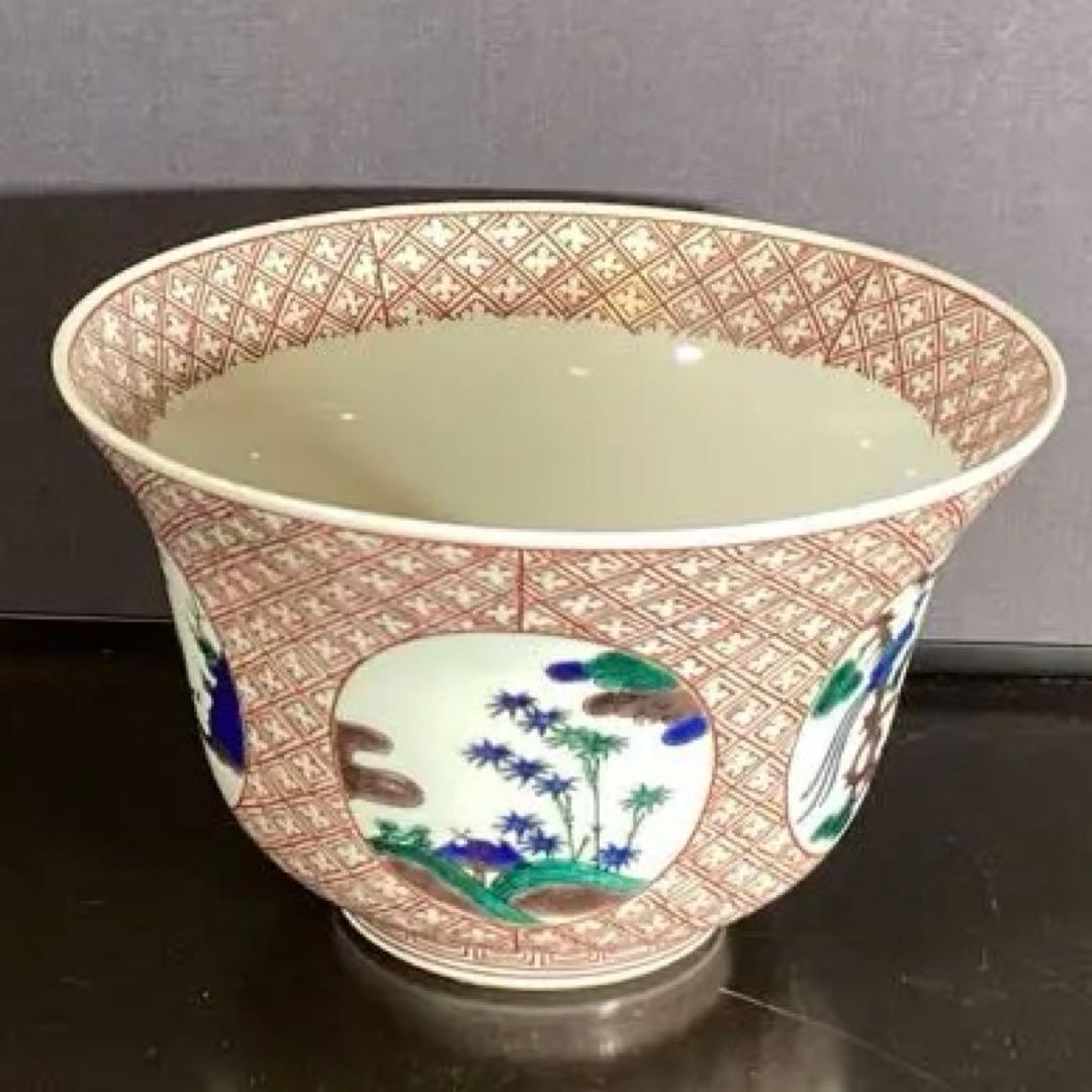 九谷焼　古九谷風　九谷五彩　間口直径21、5cm 古美術　明治