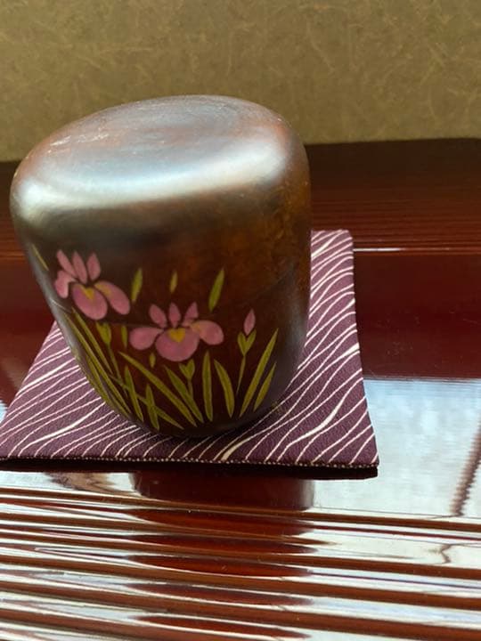 赤楽　兜抹茶椀➕花菖蒲の棗(木地)