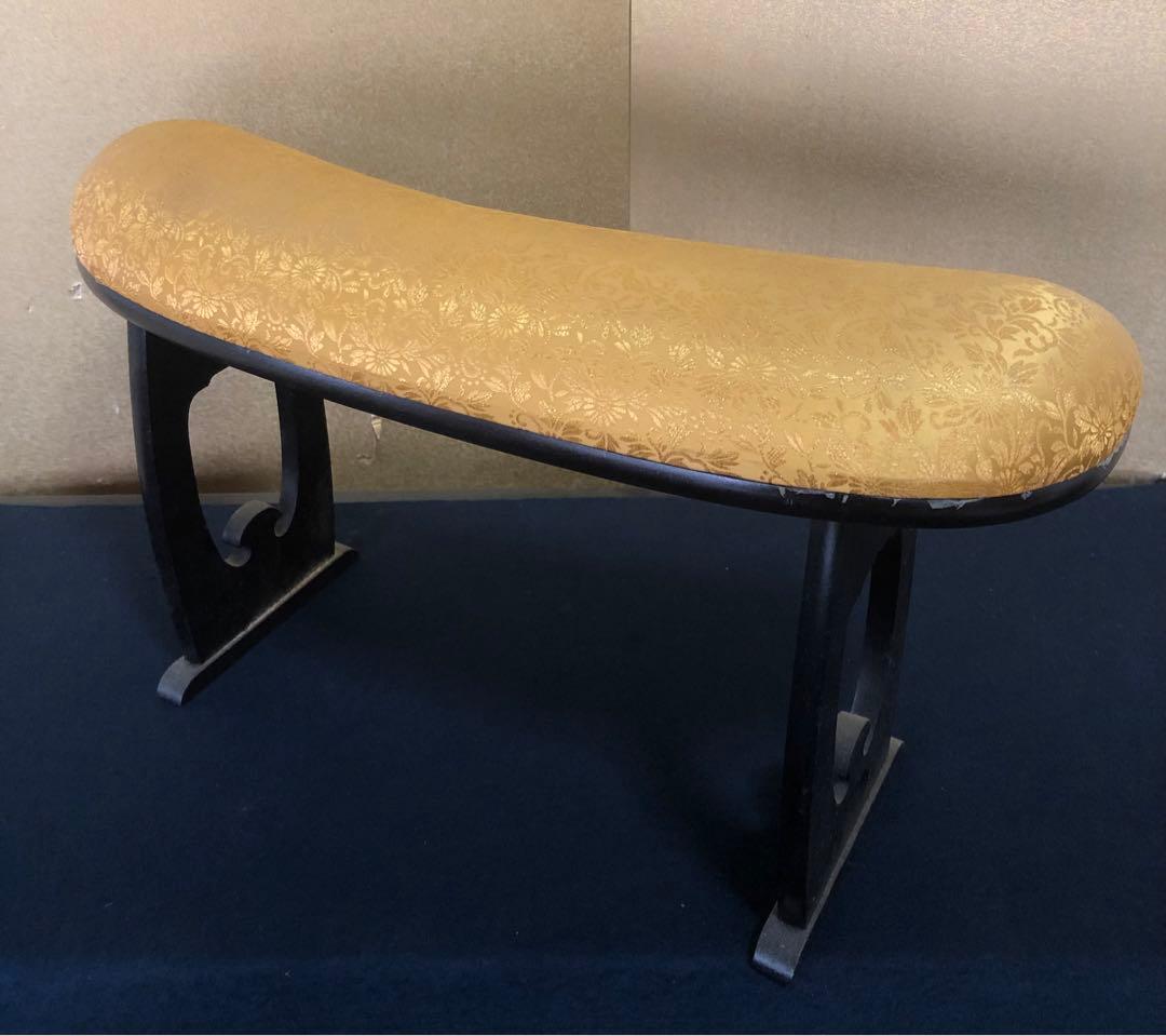 《R》肘置き 脇息 金 菊絵 肘掛 囲碁 将棋　　1f