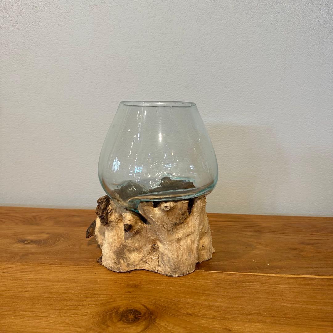 バリ島流木ガラス　w17×d14×h20cm 水槽　アクアリウムメダカ水槽806