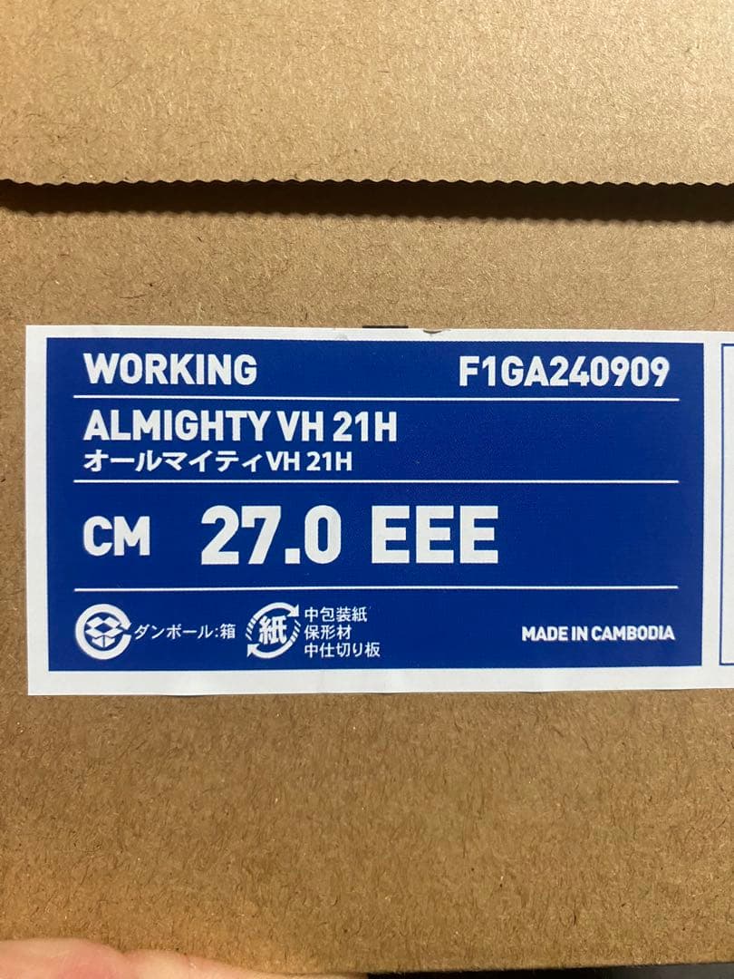Mizuno Almighty VH 21H 27cm EEE 安全靴
