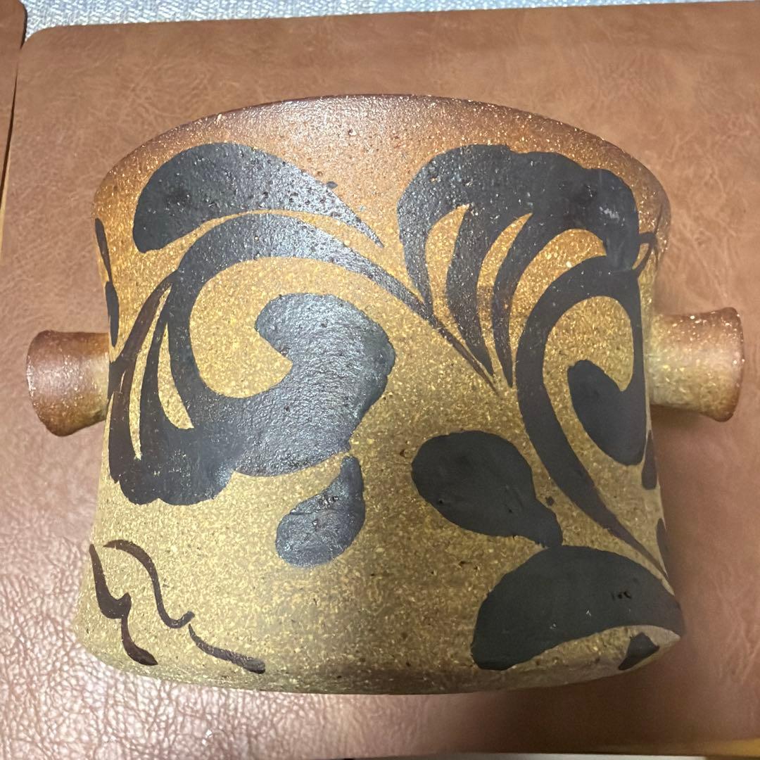 【新品】　沖縄やちむん　陶器　手描き　アイスペール　ワイン　シャンパンクーラー