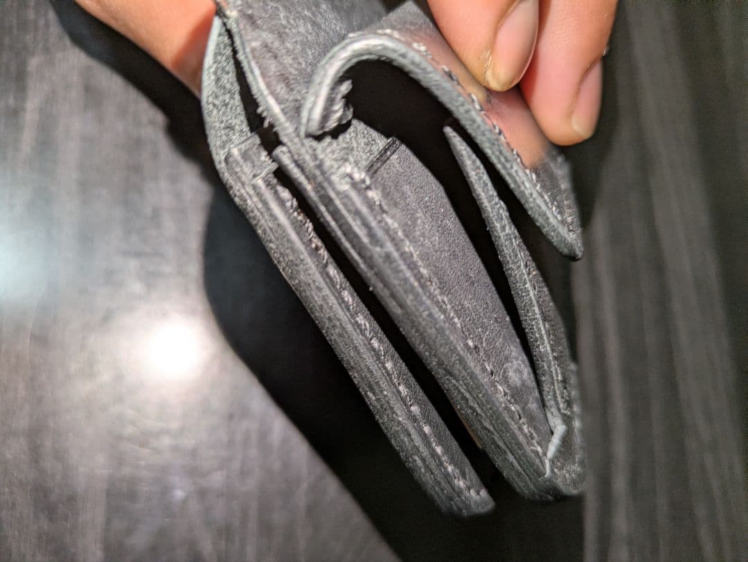 イタリアンレザー マネークリップ式 コンパクト財布 総手縫い ハンドメイド 1