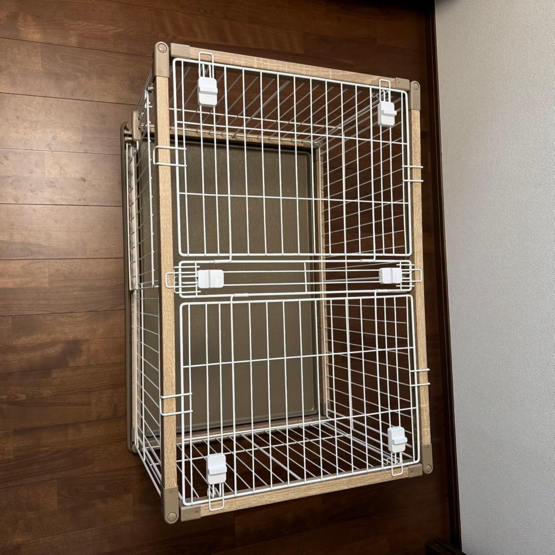 【美品】アイリスオーヤマ 犬 ウッディシステムサークル　屋根付き　ナチュラル
