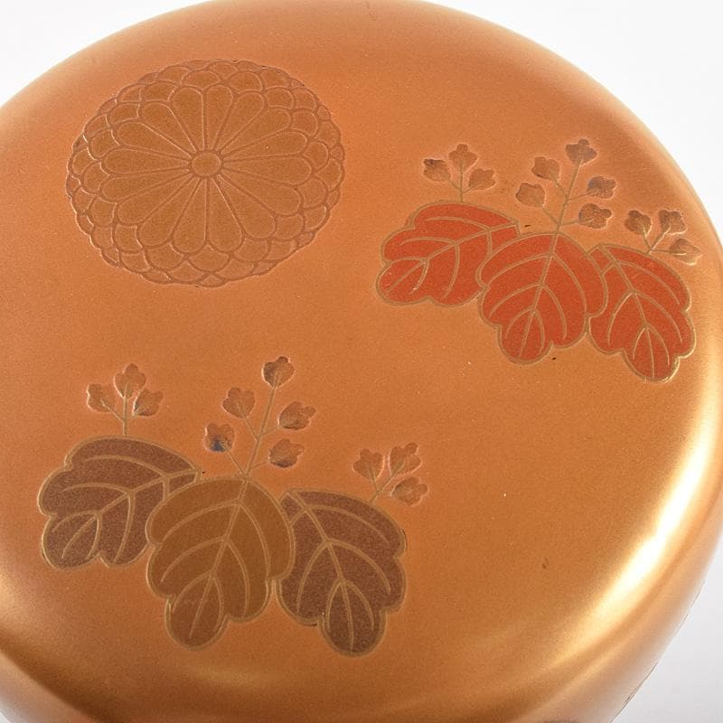 茶道加賀蒔絵師　野村大仙作　金地高台寺蒔絵　平棗　仕覆付　共箱　D　R4985