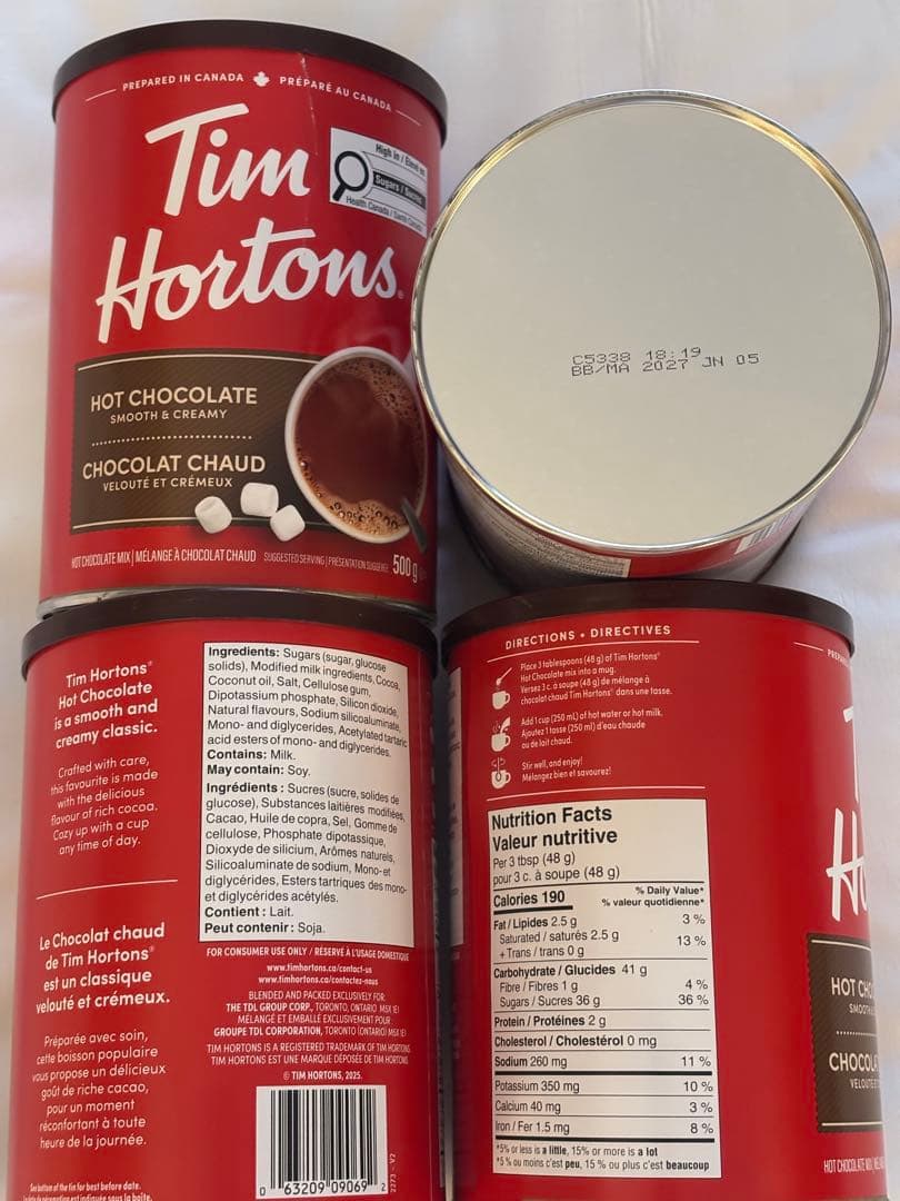 4缶【Tim Hortons（ティムホートンズ）ホットチョコレート】