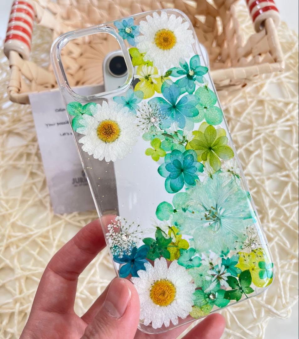 ハンドメイド押し花スマホケース　ほぼ全機種対応　iPhone,Android