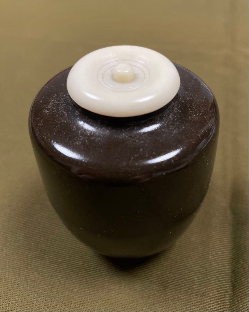 肩衝濃茶入　正倉院御物・唐花隻鳥長班錦・名物裂 西陣織仕覆付き