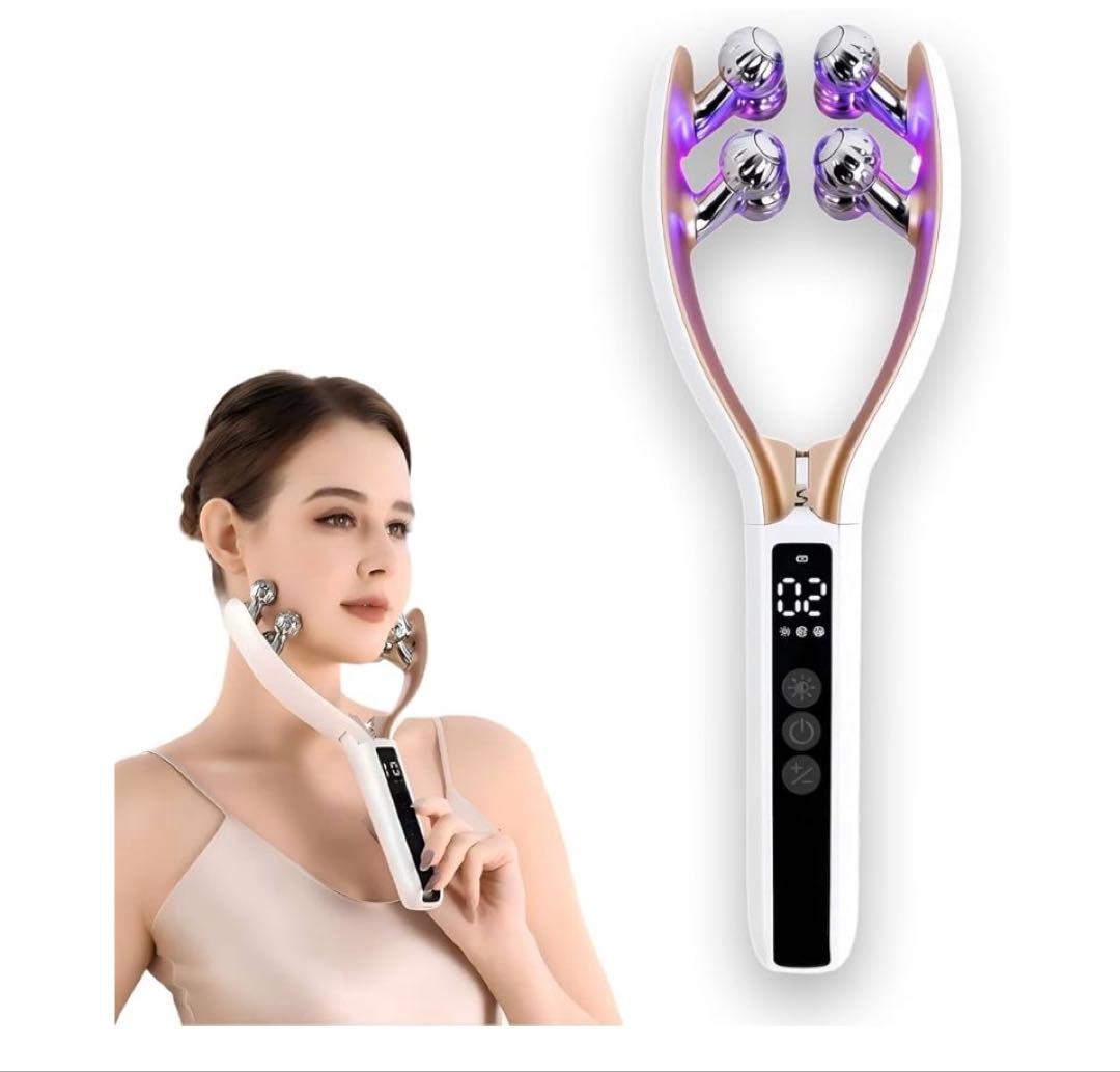 EMS美顔器 美顔ローラー 小顔 リフトケア RF 微電流 LED機能付き