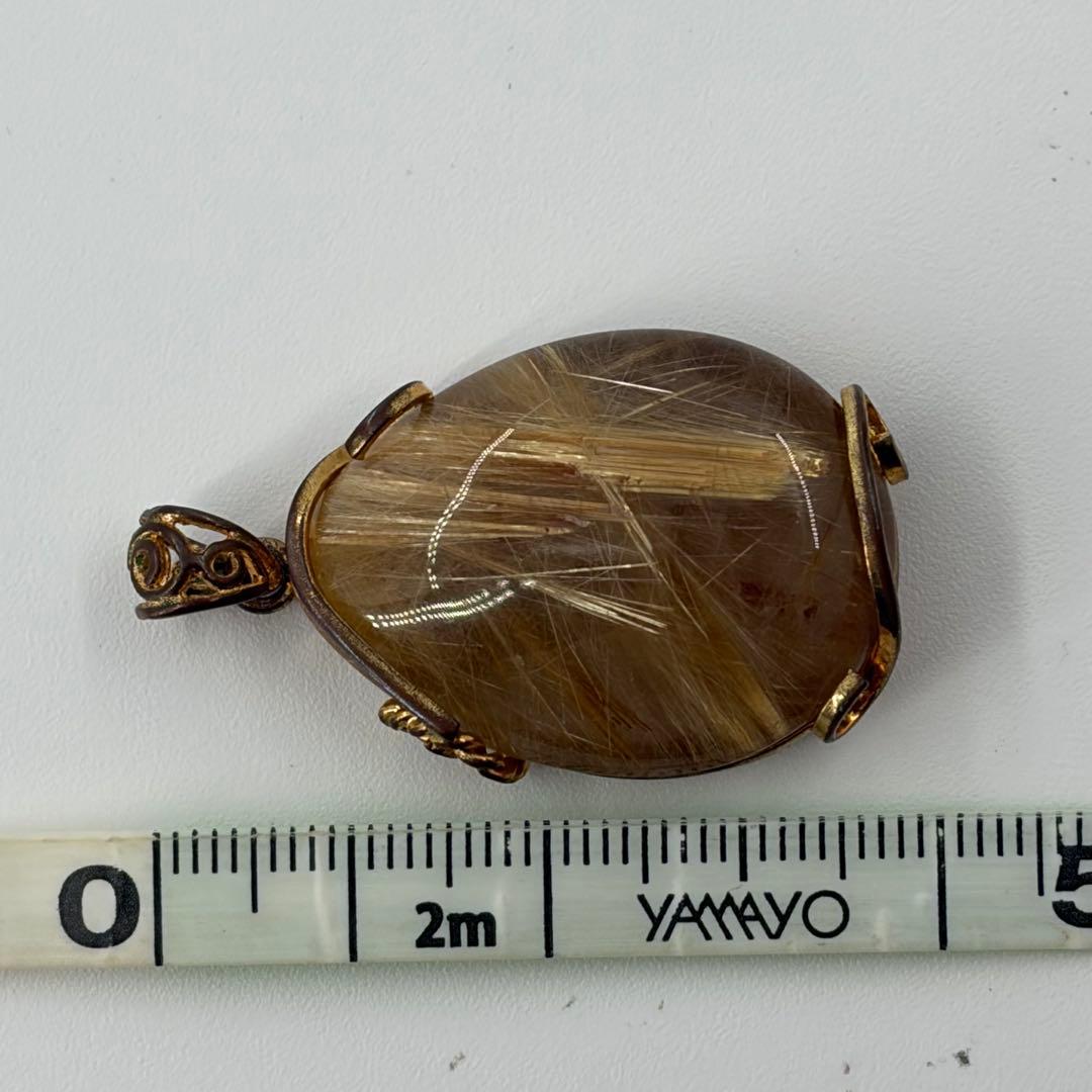 ルチルクォーツ ペンダントトップ ゴールドカラー 大粒 約3cm