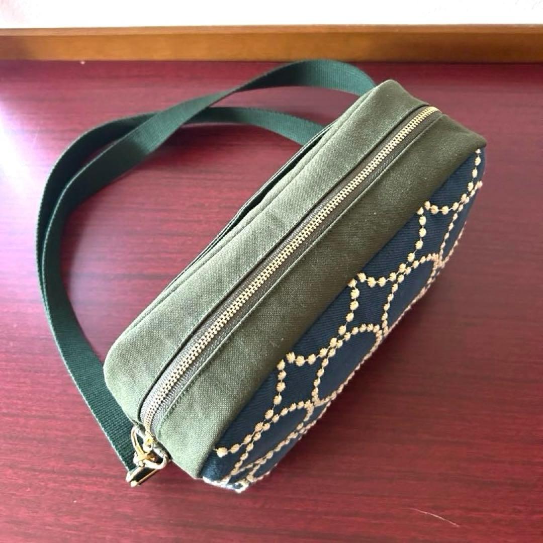 ミナペルホネン タンバリンgreen ショルダーバック(少し大きめ)