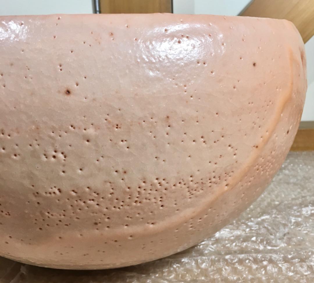○【極美品】伊藤公洋 志野茶碗 特大 幅35cm 丹鏡窯 共箱 共布 茶道具