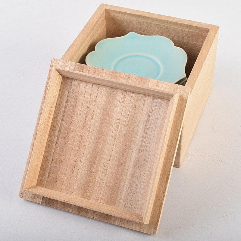 茶道具　隆生造　トルコ釉　茶托　五客　共布共箱　M　R9597