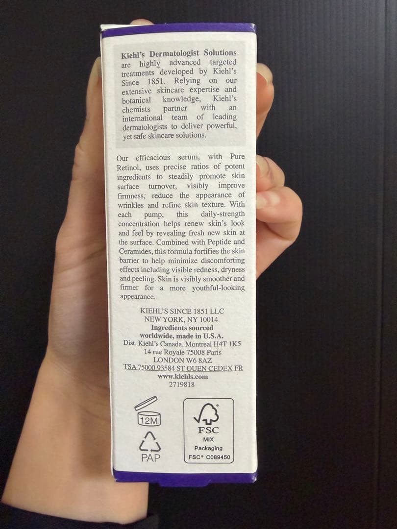 美容液 Kiehl's Retinol Skin-Renewing Serum 30ml