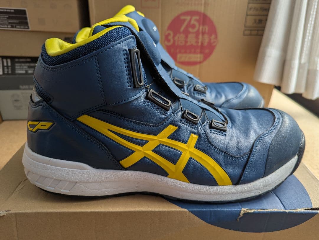 ASICS BOA ハイカット安全靴 ネイビー/イエロー