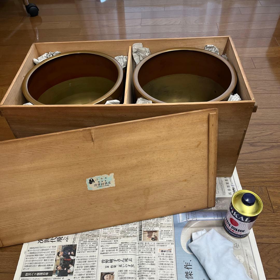 銅製火鉢 2個セット　木箱付き
