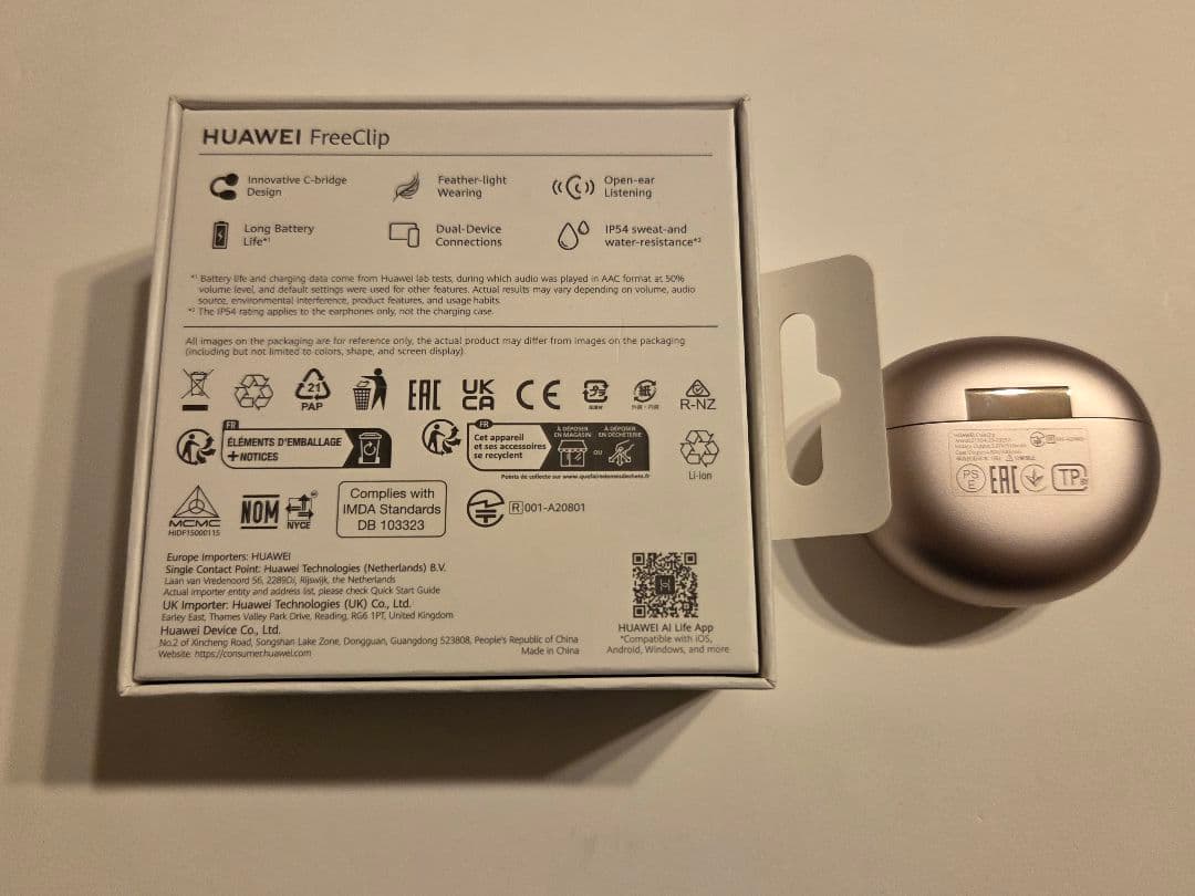 HUAWEI FreeClip ワイヤレスイヤホン ローズゴールド