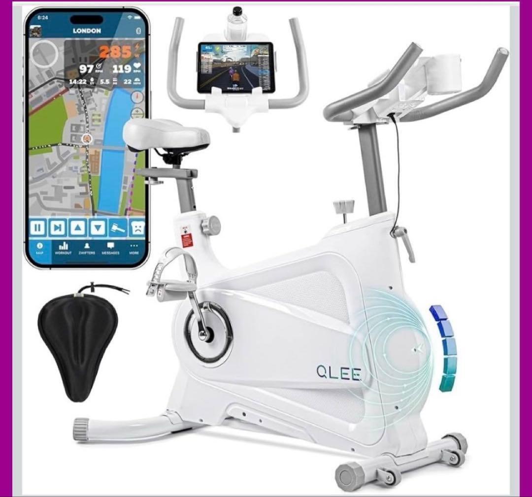引き取り フィットネスバイク QLEE 第7世代 ZWIFT スピンバイク 白