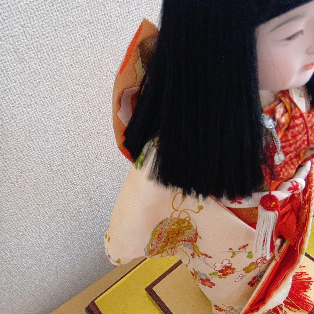 市松人形 赤白衣装高さ43cm横26cm 台縦18.5cm 横21.5cm