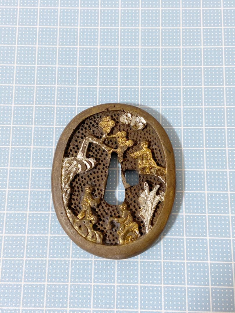 日本刀 装具 刀鍔 人物 金 銀 骨董品 古物 ヴィンテージ  アンティーク