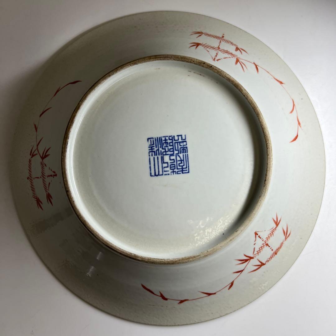 専用中国清時代　粉彩花蝶図大皿　直径約26.5㎝　東Y8-0331☆2Fタルサオ