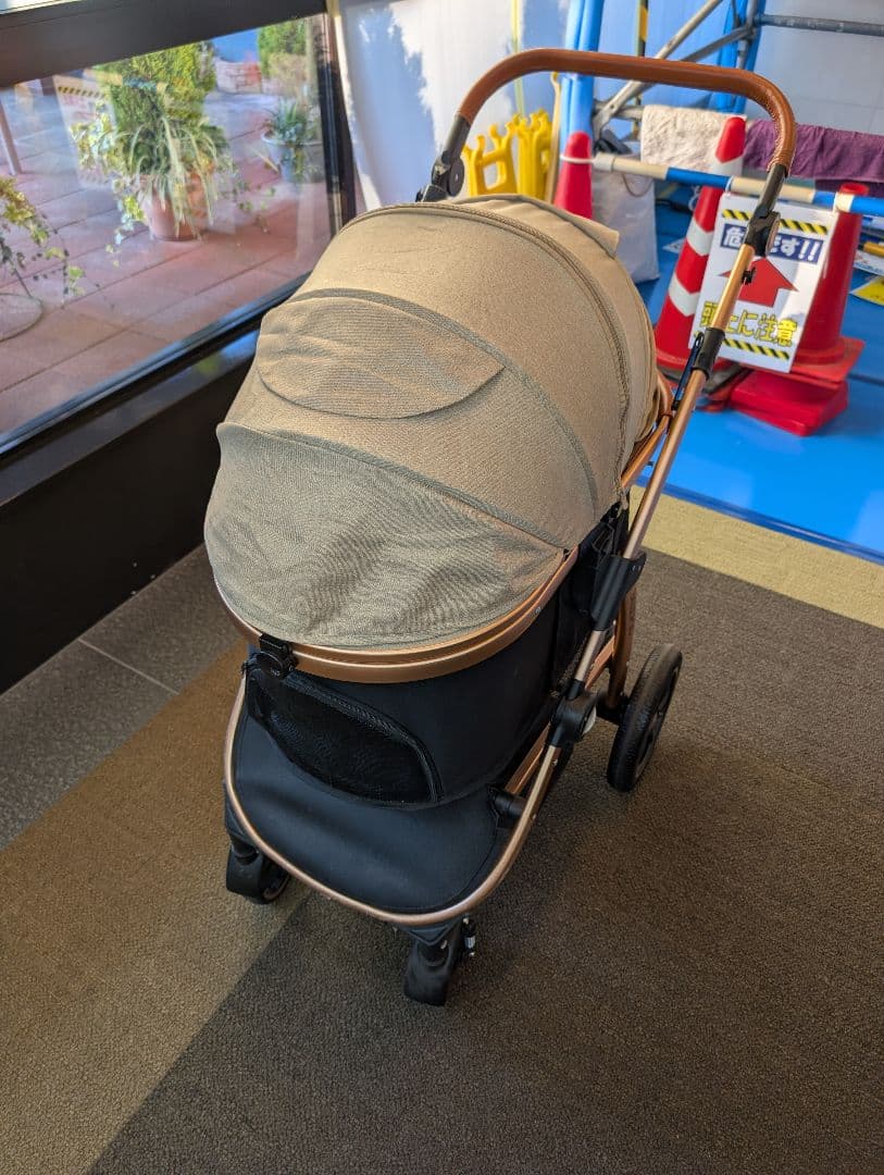ペットカート ベージュ メッシュ窓付きSKISOPGO 型番aEEJ7t3gC