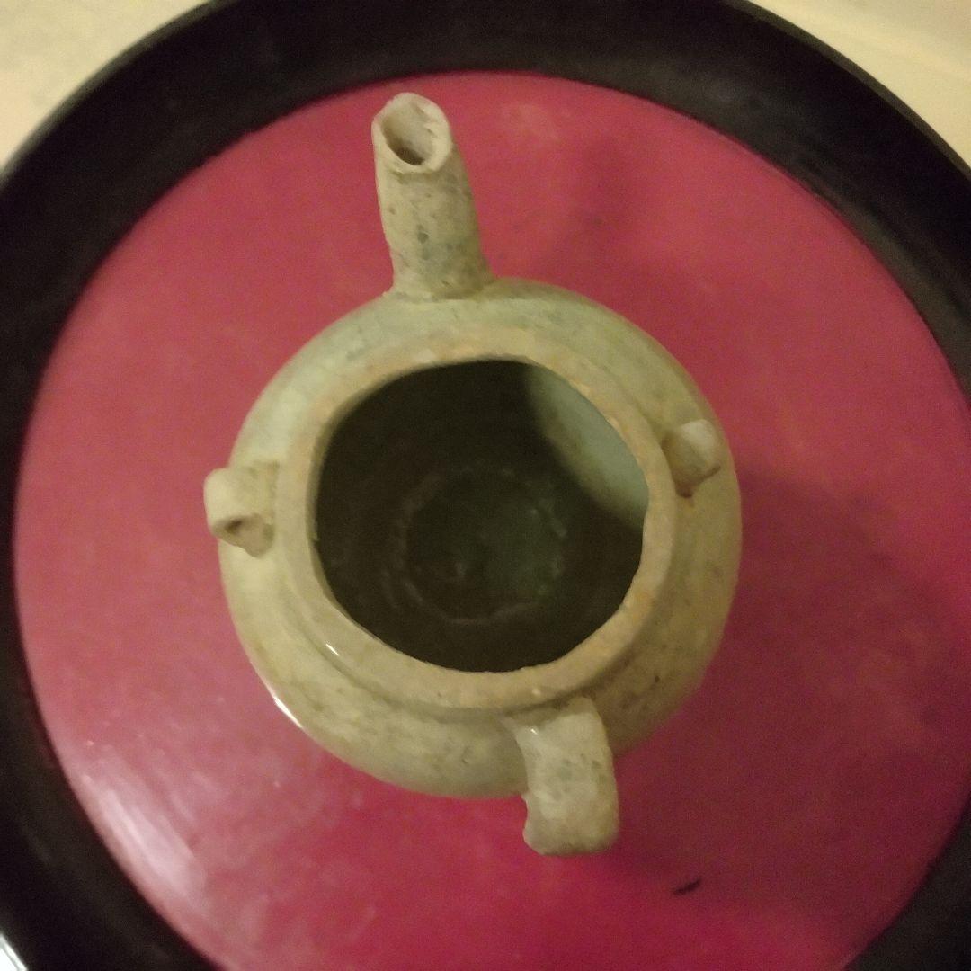 唐時代　灰釉　酒器　水柱